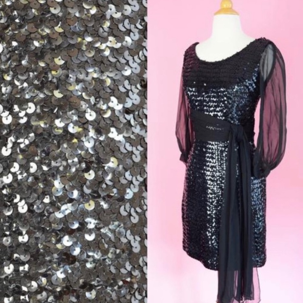 Vintage 60s Black Sequin Cocktail Dress